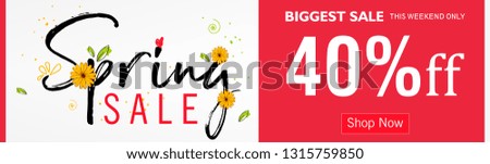 Spring sale offer background with beautiful colorful flower. Vector illustration template.banners.Wallpaper.flyers, invitation, posters, brochure, voucher discount. - Vector