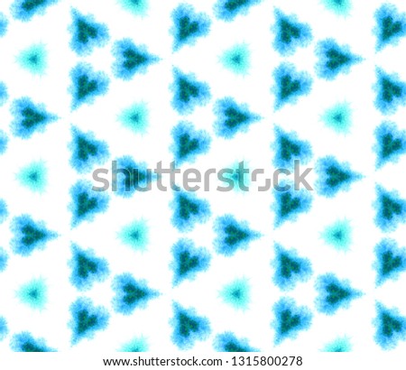 Blue Geometric Watercolor. Surface Textile. Seamless Pattern. Hand Drawn. Blur Brush Texture. Pastel Ornament. Abstract Painted. Tie Dye Background. Surface Painting Textiles. Print Endless Repeat.