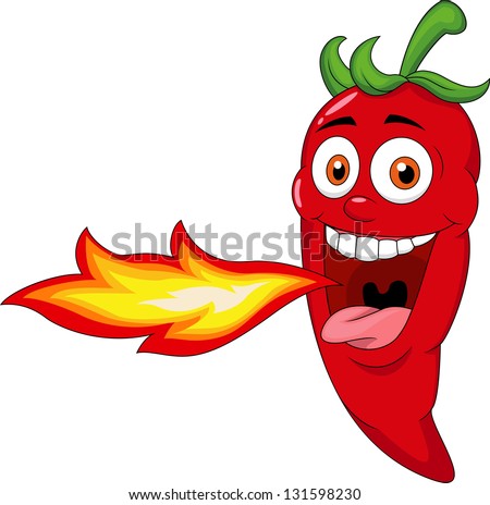 Chili  Cartoon Character Breathing Fire