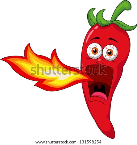 Chili  Cartoon Character Breathing Fire