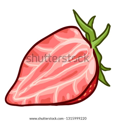 Vector Cartoon Half Cut Strawberry