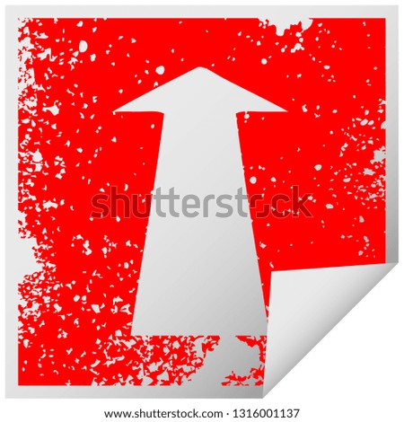 distressed square peeling sticker quirky symbol arrow