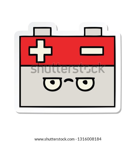 sticker of a cute cartoon car battery