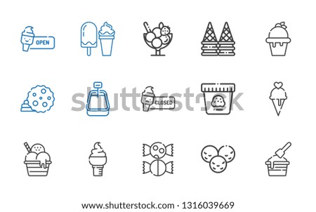 cookie icons set. Collection of cookie with ice cream, sweet. Editable and scalable cookie icons.