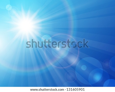 Vector illustration sun in the blue sky
