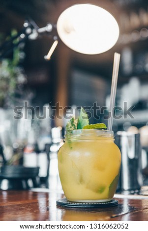 Refreshing cocktail in the bar