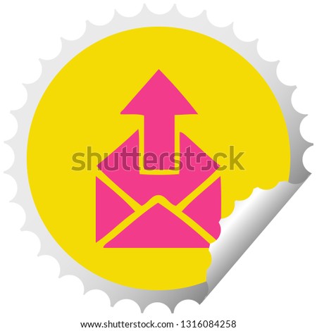 circular peeling sticker cartoon of a email sign