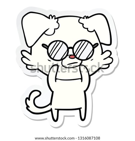 sticker of a dog wearing spectacles cartoon