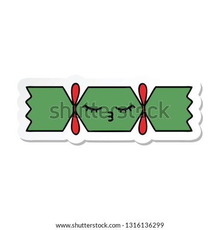 sticker of a cute cartoon christmas cracker