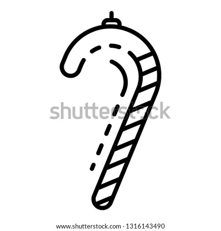 Candy cane icon. Outline candy cane vector icon for web design isolated on white background