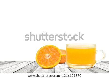 Orange juice  wooden on table white background