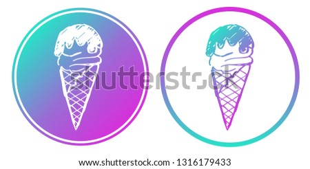 Vector Illustration of Ice Cream Food with Gradient Circle Blue and Violet. Logo, Sticker and Icon for Graphic Design.