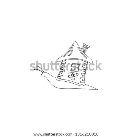 Snail with house. simple flat vector icon illustration. outline line symbol - editable stroke