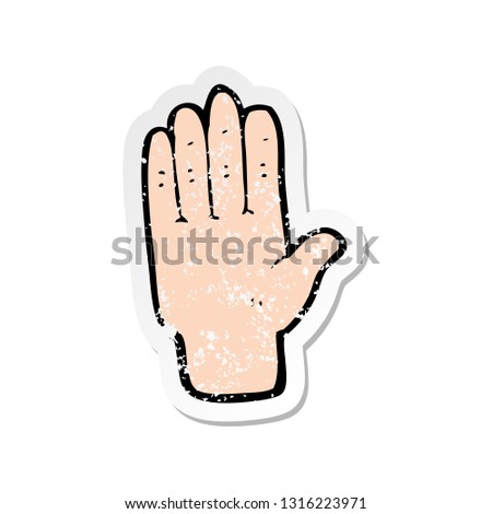 retro distressed sticker of a cartoon open hand