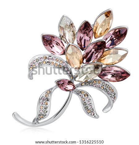 Diamond brooch isolated on white background Royalty-Free Stock Photo #1316225510