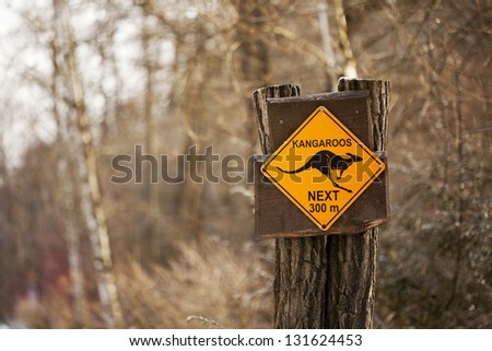 Kangaroo next 300 m sign