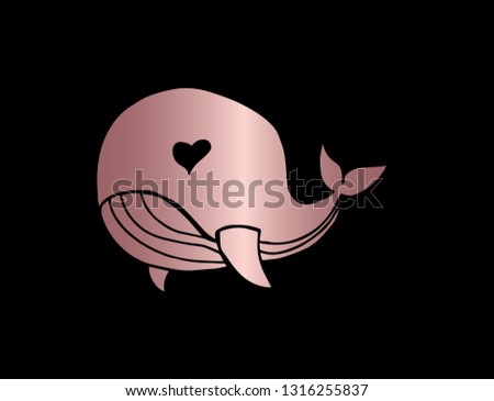 Vector Illustration of Whale Animal with Elegant Rose Gold Color. Graphic Design for Company, Shirt, Icon, Layout, Background, Template and more. 