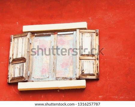 Vintage window style on color paint wall background
