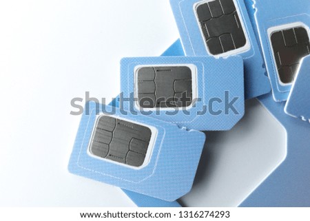 Sim cards on white background