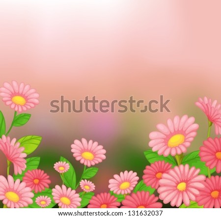 Illustration of the view of the beautiful pink flowers