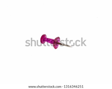 Purple Push pins isolated on white background