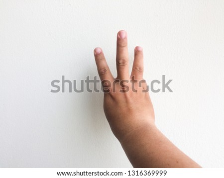 hand with three fingers isolated on white background