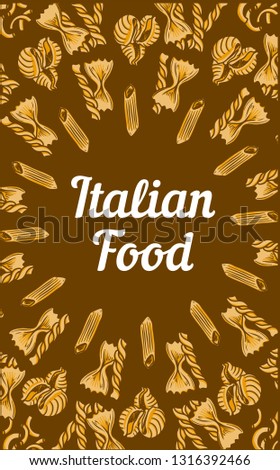 Italian food concept banner. Hand drawn illustration of italian food vector concept banner for web design