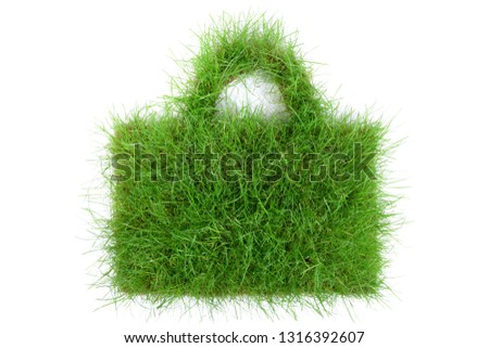 Green Grass Bag isolated on white Background