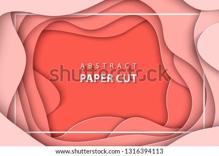 Vector background with pastel coral trend color paper cut shapes. 3D abstract paper art style, design layout for business presentations, flyers, posters, prints, decoration, cards, brochure cover.