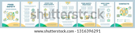 Food safety brochure template layout. Eco products. Flyer, booklet, leaflet print design with linear icons. Healthy nutrition. Cooking. Vector page layouts for magazines, reports, advertising posters Royalty-Free Stock Photo #1316396291