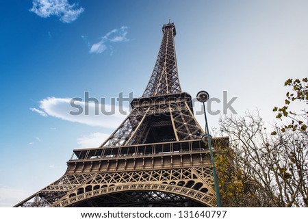 Paris, Nov 27: The Eiffel tower, view from below.