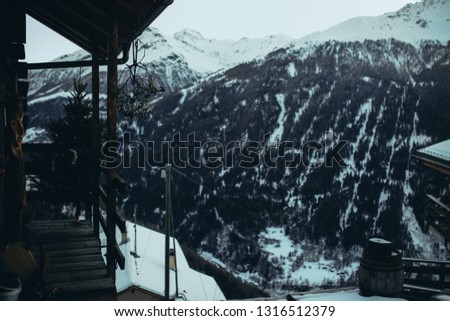 Cabin Snowy Mountains Switzerland