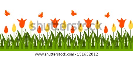 seamless vector tulips border