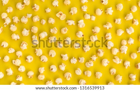 Pop corn on pastel color background.Food and snack concepts ideas.Minimal style