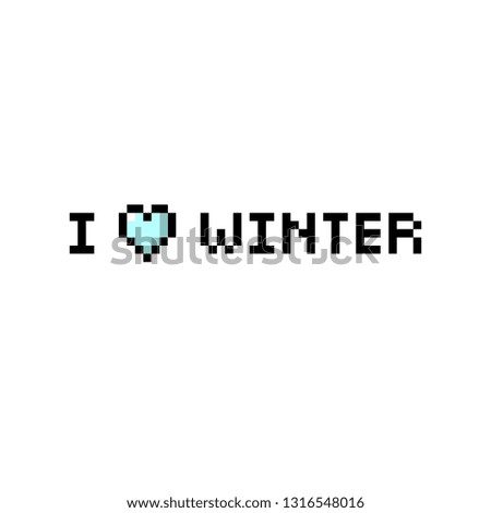 I love winter pixel bubble speech - isolated vector illustration