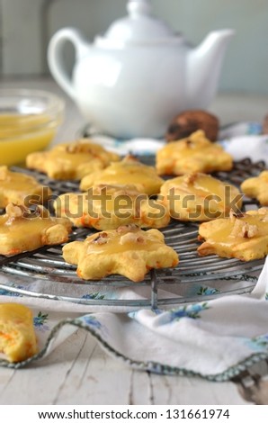 Biscuits from a pumpkin with caramel and nuts