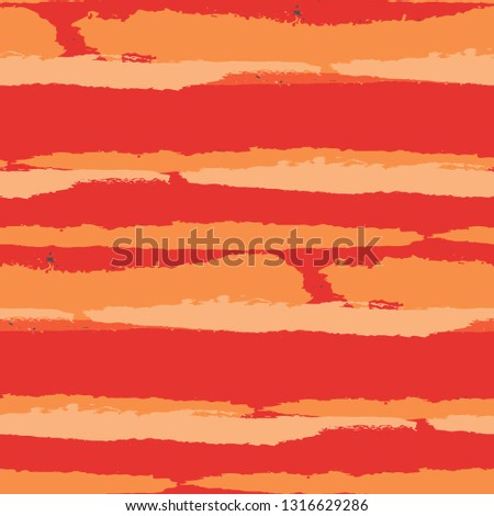 Seamless Background with Stripes Painted Lines. Texture with Horizontal Brush Strokes. Scribbled Grunge Motif for Sportswear, Fabric, Cloth. Retro Vector Background