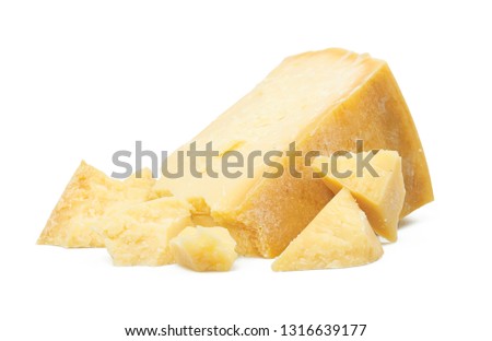 Parmesan cheese isolated on white background Royalty-Free Stock Photo #1316639177