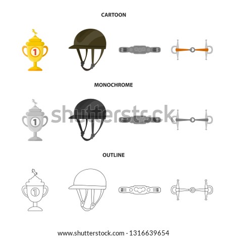 Vector illustration of equipment and riding logo. Collection of equipment and competition stock symbol for web.