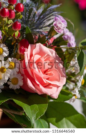 pink rose in a bouquet