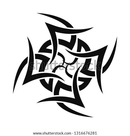 Tribal tattoo vector design sketch. Art cross pattern. Simple logo
