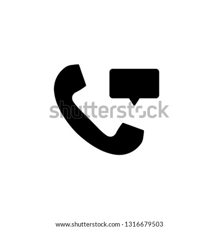 call and chat icon. telephone receiver and message  icon. black vector. 