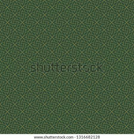 Celtic Knot Seamless Pattern - Beautiful gold Celtic knot on solid background Royalty-Free Stock Photo #1316682128