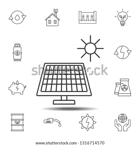 Solar panel and sun icon. Simple thin line, outline vector element of Sustainable Energy icons set for UI and UX, website or mobile application