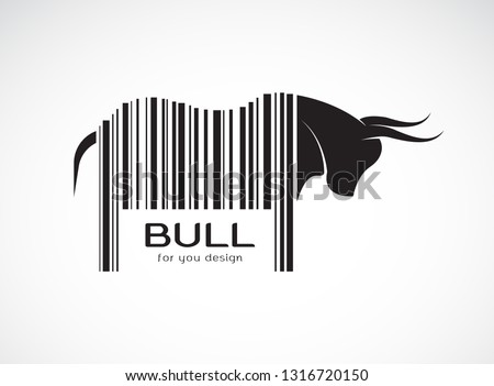 Vector of bull on the body is a barcode. Wild Animals. Bull design. Easy editable layered vector illustration.