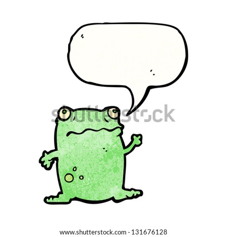 cartoon nervous frog with speech bubble