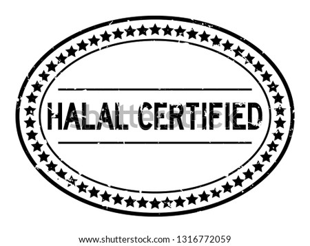 Grunge black halal certified word oval rubber seal stamp on white background