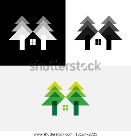 Tree House Wood Home Icon Logo
