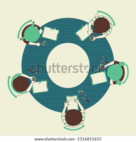 Illustration of Kids Observing a Seedling and Writing Notes on Letter O Table