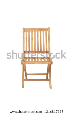 Teak folding chair garden furniture isolated in white background    